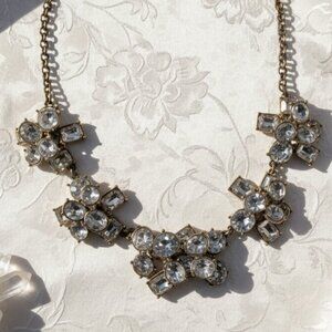 Stunning J.Crew Crystal Cluster Statement Necklace - Refined Glamour Muted Gold